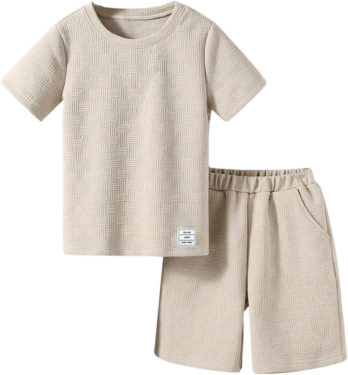 SweatyRocks Boy’s 2 Piece Outfits Short Sleeve Crew Neck T Shirts and Shorts Clothing Sets