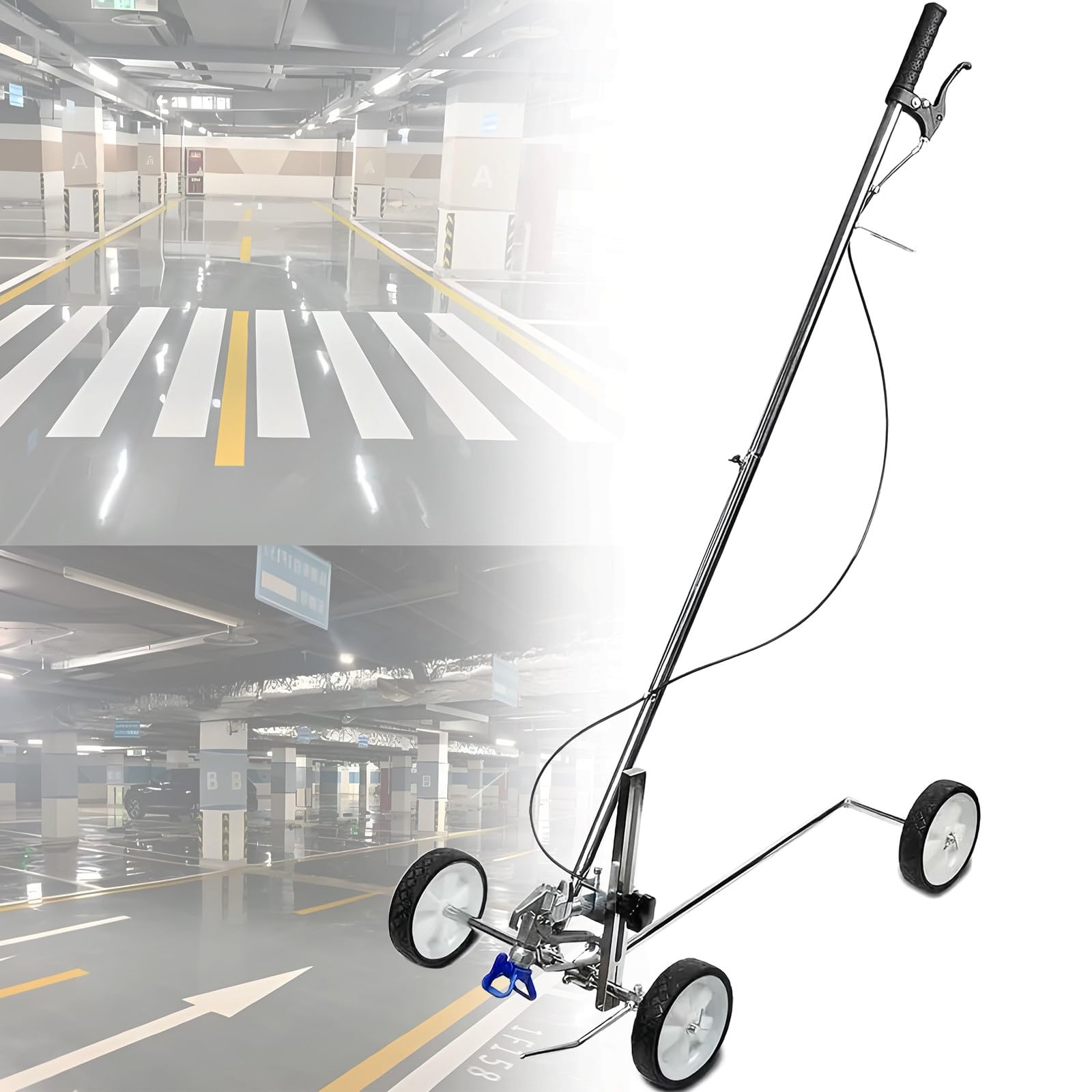 Heavy Duty Striping Line Marking Machine with 5 Nozzles, Hand Push Cold Paint Line Striper, Parking Lot Striping Machine for Fast and Accurate Marking, Compatible with Any Airless Sprayer