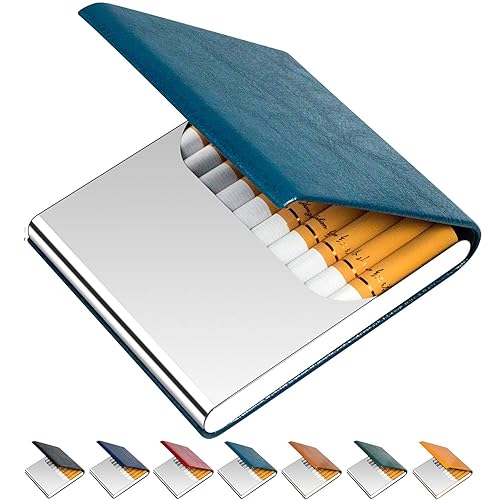 Miniatura 1 de Padike Caja de cigarrillos, caja de cigarrillos de cuero y acero inoxidable multi caso. (negro)