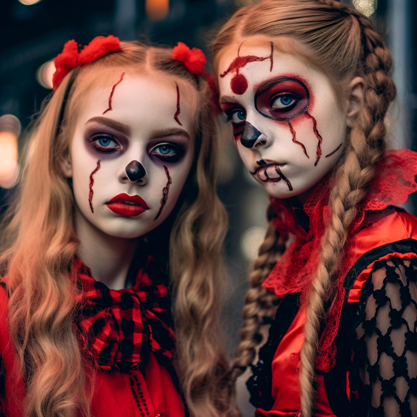 Kit de maquillaje de vampiro de Halloween con pintura blanca para cara y cuerpo, sangre falsa, lápiz de pintura facial negra y roja y dientes falsos SFX juego de maquillaje para heridas 5