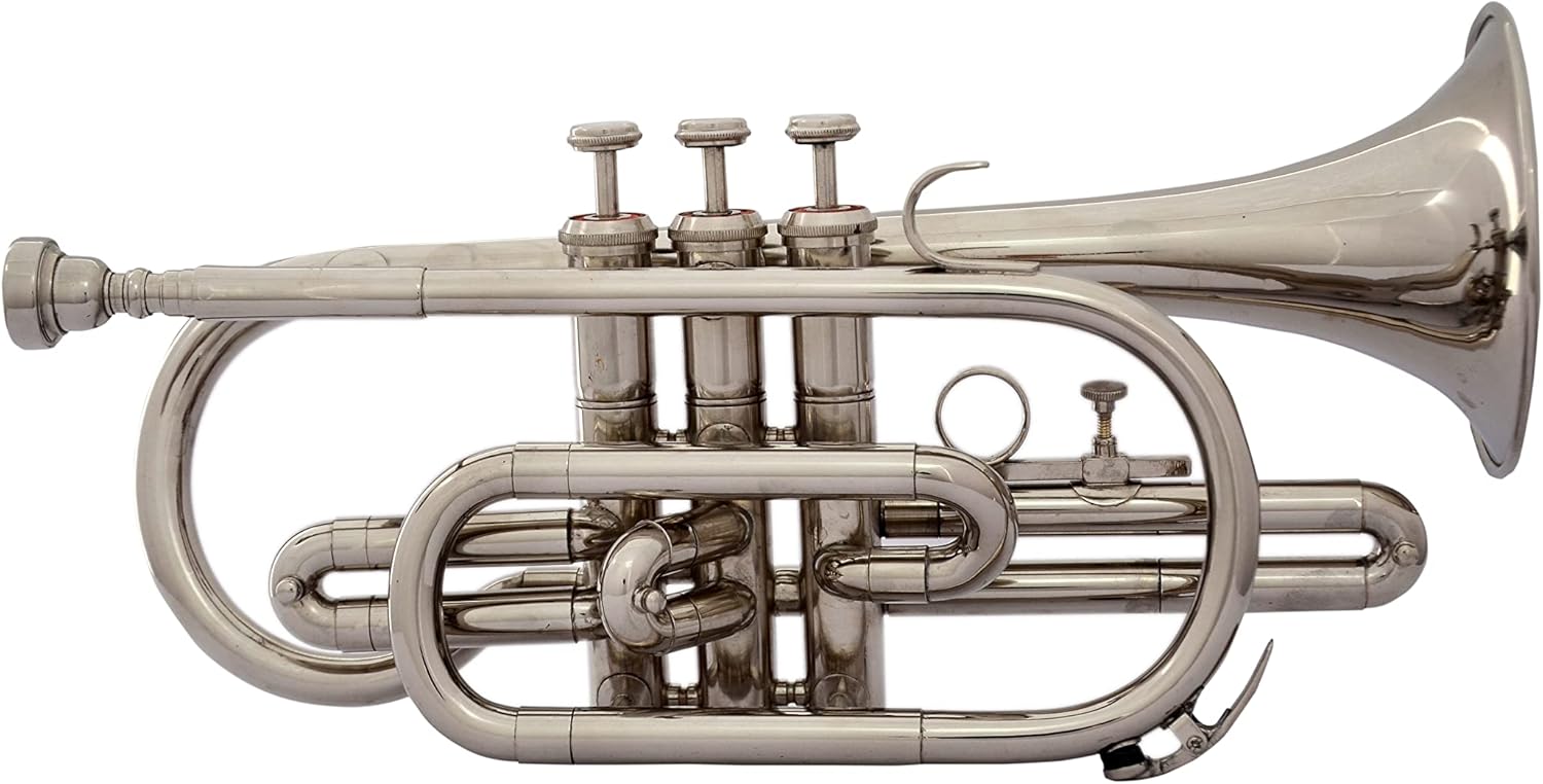 Oswal India Brand New Bb Cornet Nickel Plated With Hard Case+7C Mouthpiece : Musical Instruments