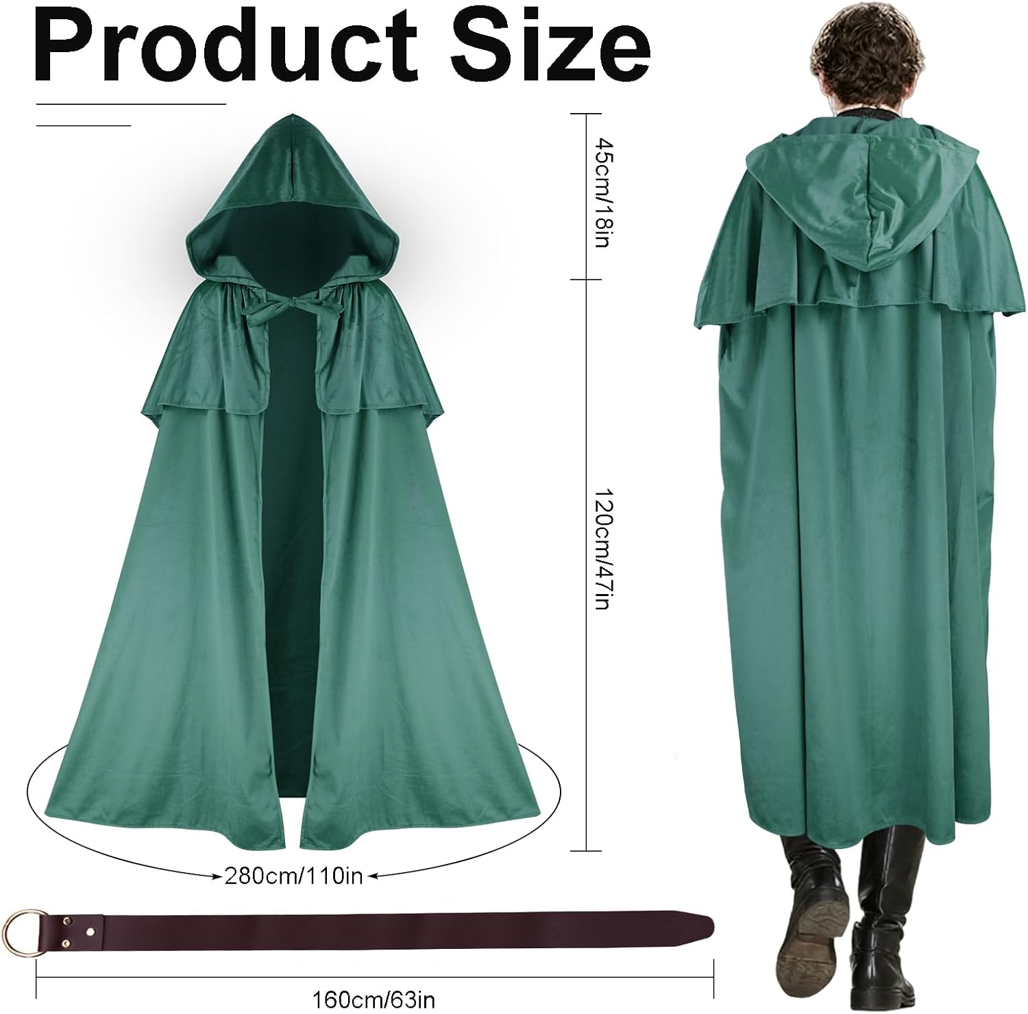 Renaissance Costumes Cloak with Hood Arm Holes Women Medieval Hooded Cape for Halloween Cosplay - Image 3
