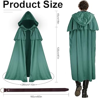 Sunlisky Renaissance Costumes Cloak with Hood Arm Holes Women Medieval Hooded Cape for Halloween Cosplay