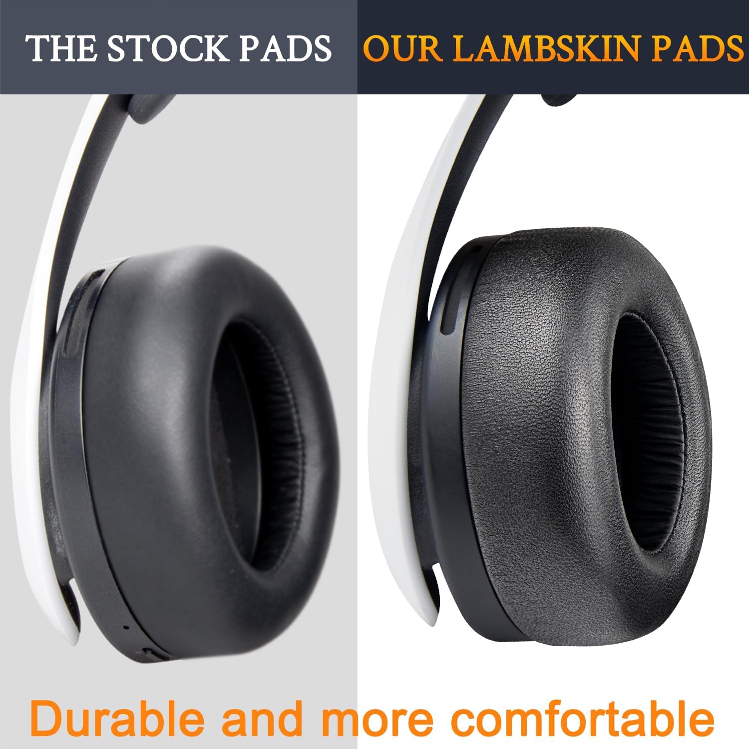 SOULWIT Lambskin Earpads Cushions Replacement for Sony PlayStation 5 Pulse PS5 3D Wireless Headset, Ear Pads Cushions with Noise Isolation Foam - Black