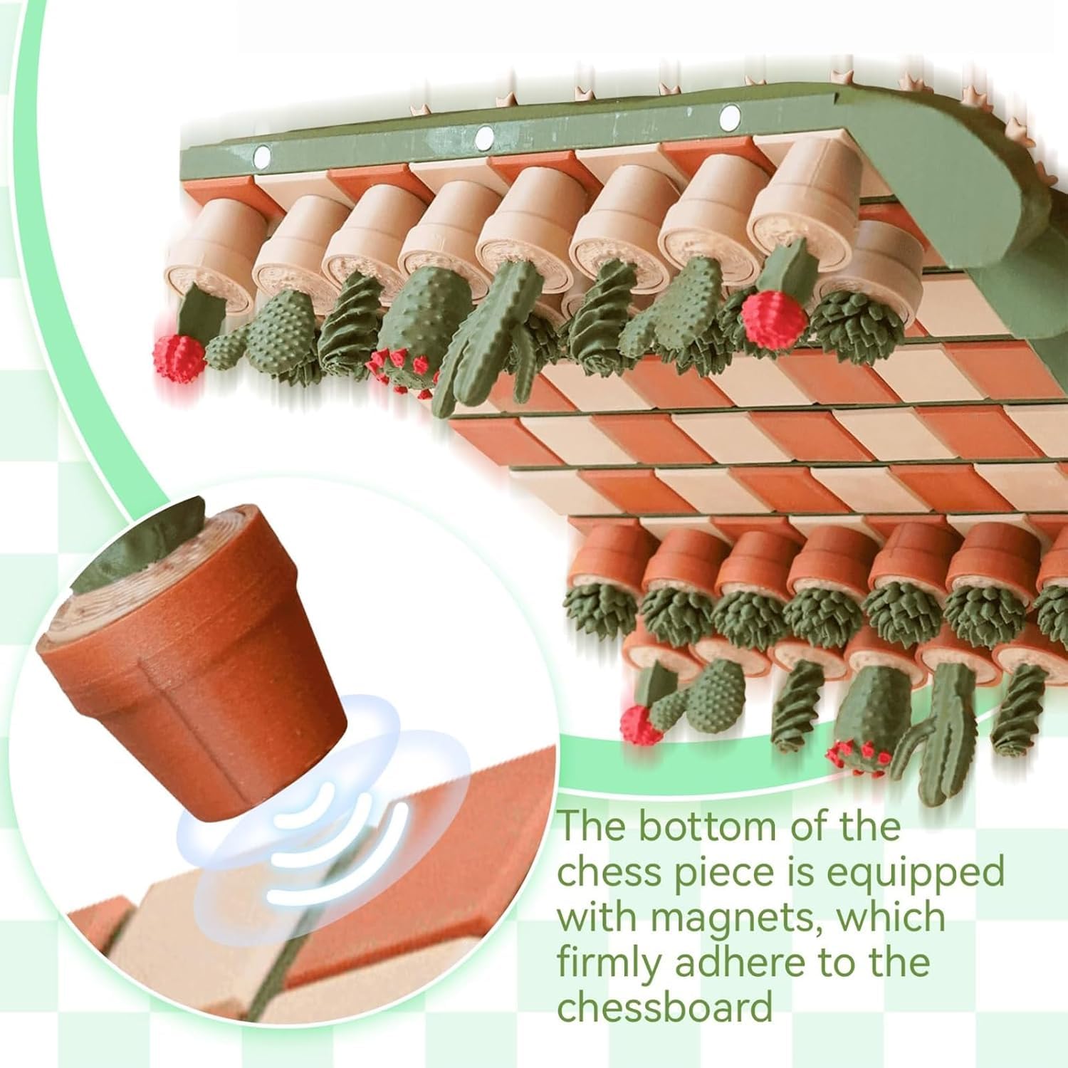 Jeu D'échecs Cactus | Jeu D'échecs Magnétique Portable Et Enroulable Pour Le Voyage | Cadeau Unique Sur Le Thème Des Plantes Succulentes Pour Les Amateurs De Plantes Et De Jeux De Société