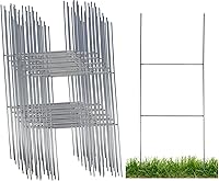 RealEstateSupplyStore 10x24 Inch Heavy Duty Galvanized H-Frame Yard Sign Stakes - Rust-Resistant Wire Step Stakes for Corrugated Signs (50 Pack)