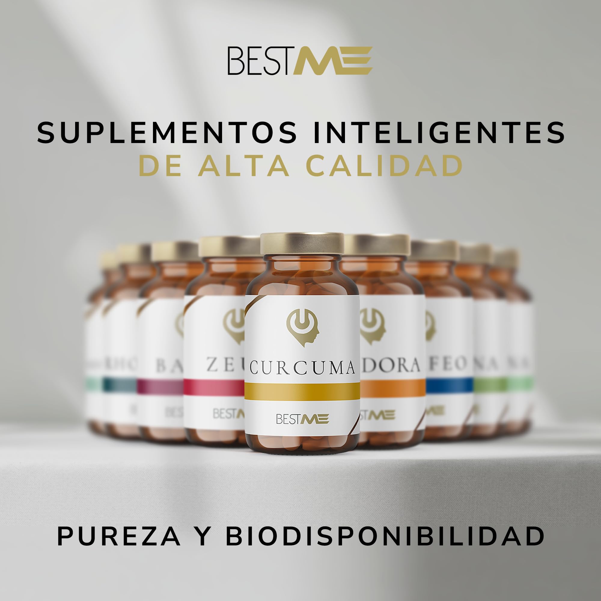 BESTME - Cúrcuma Curcumina con Pimienta Negra y Piperina X8 Absorción Cursol (Alta Potencia) Apoyo Antioxidante y Digestivo, 60 Cápsulas Naturales y sin Aditivos