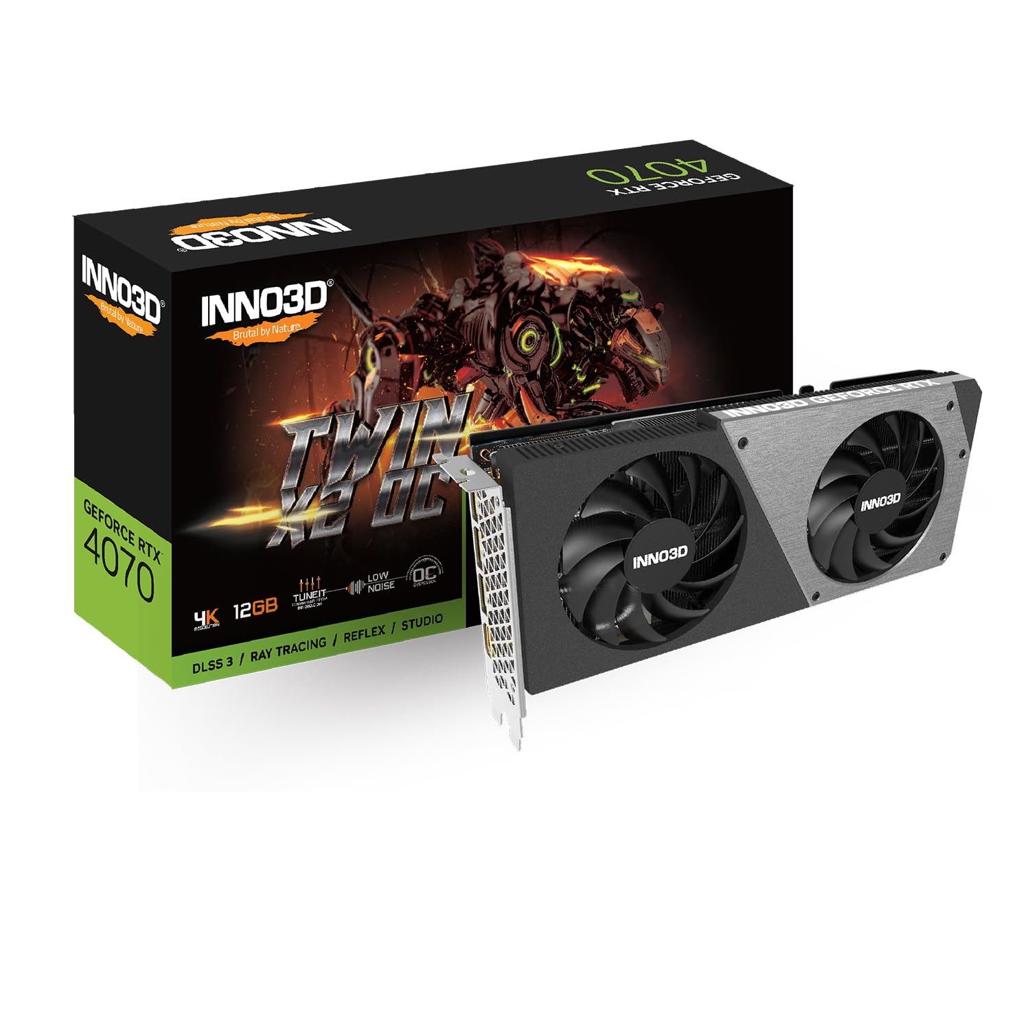 INNO3D NVIDIA GEFORCE RTX 4070 Twin X2 OC 12GB GDDR6X 192-bit PCI-E 4.0 X16 Gaming Graphics Card - N40702-126XX-185252N