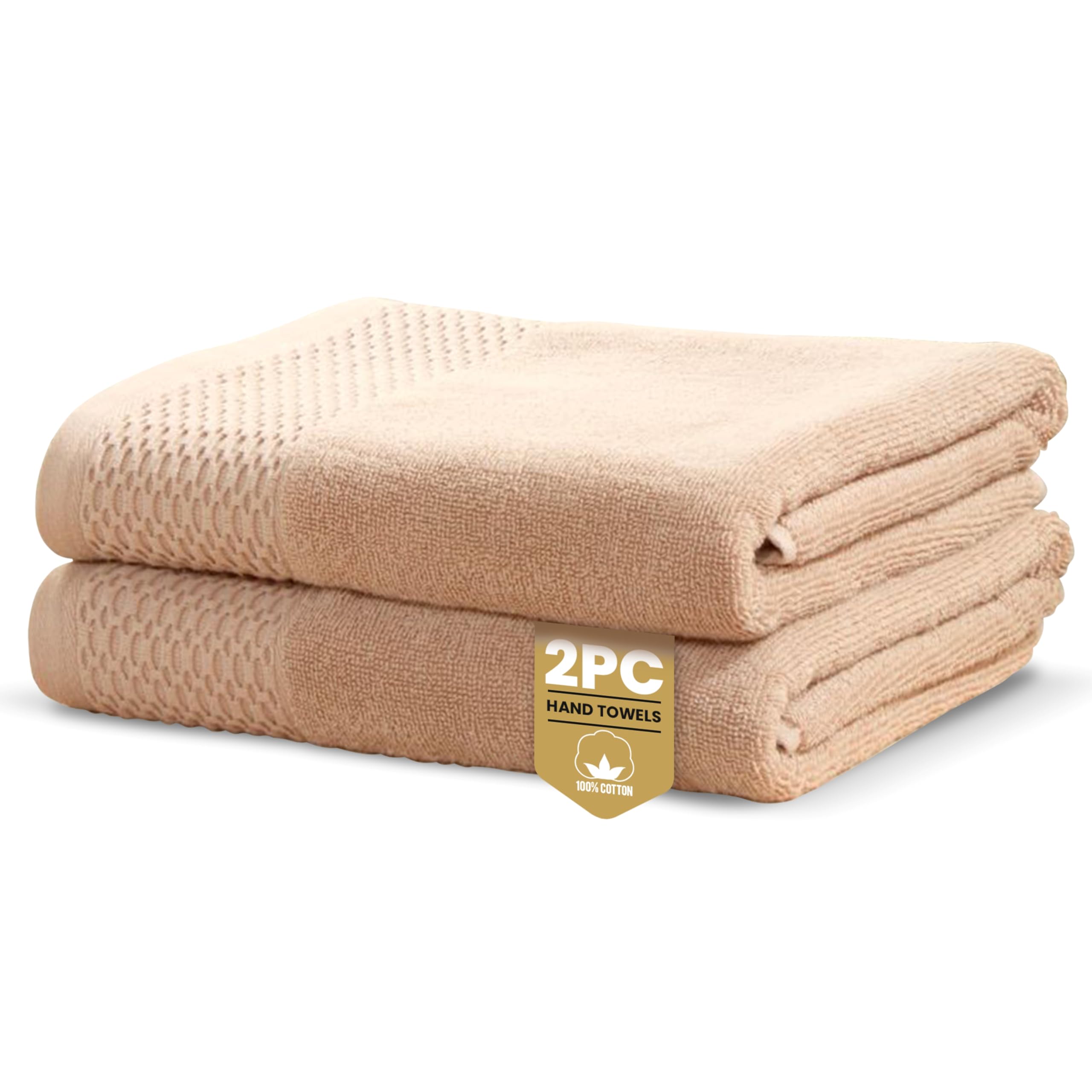 Rapport Home 2-Pack Eden Weave Hand Towels | 50x85cm 100% Cotton 500GSM | Absorbent & Soft Bathroom Towel Set | Oeko-Tex Certified | Mink