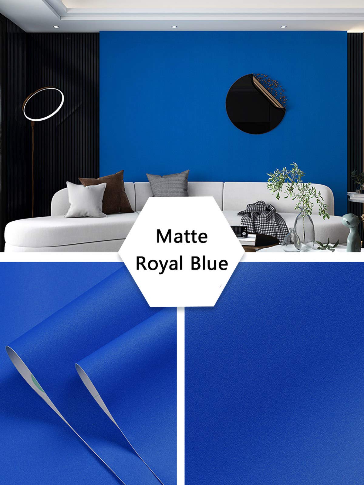 Carta Adesivo Pellicola Adesiva Vinile Decorativo Impermeabile Auto-Adesivoper Mobili Cucina-Matte Royal Blue 60cm*10m
