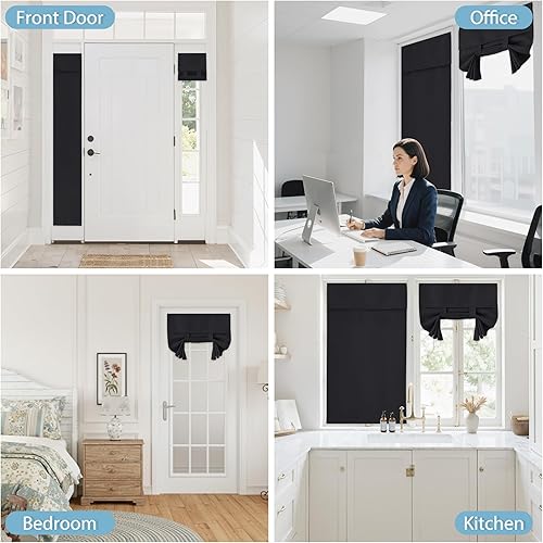 Miniatura 9 de RYB HOME - Cortina Tricia opaca para puerta francesa de vidrio en cocina, comedor, cuarto infantil o baño, brinda privacidad, ahorra energía, 26