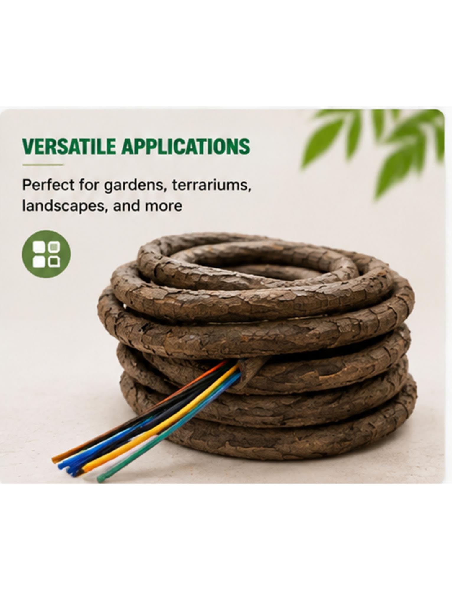 Guaina cava effetto liana per proteggere cavi esterni | Guaina flessibile effetto rattan per cavi e decorazione giardino(2.5cm x 50m/0.98in x 164.04ft)