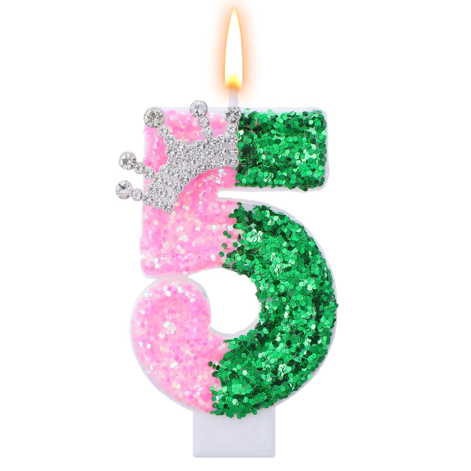 Birthday Number 5 Candles for Cake, Pink and Green Party Decorations, Birthday Party Decorations, Pink Green Birthday Candles, Cake Candle, Birthday