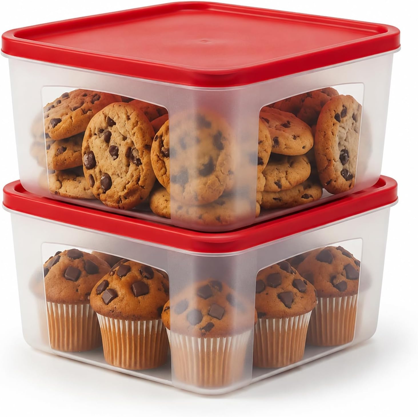 Cookie Storage Containers Airtight, 2-Pack, 3.7L Square
