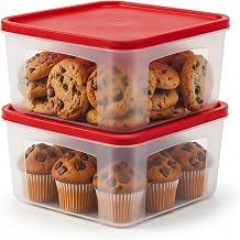Cookie Storage Containers Airtight, 2-Pack, 3.7L Square