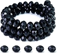 Vista 1 de Dowarm 300 cuentas Briolette de cristal de 0.236 pulgadas, con forma de diamante, multifacéticas, negras, para fabricación de joyas y manualidades