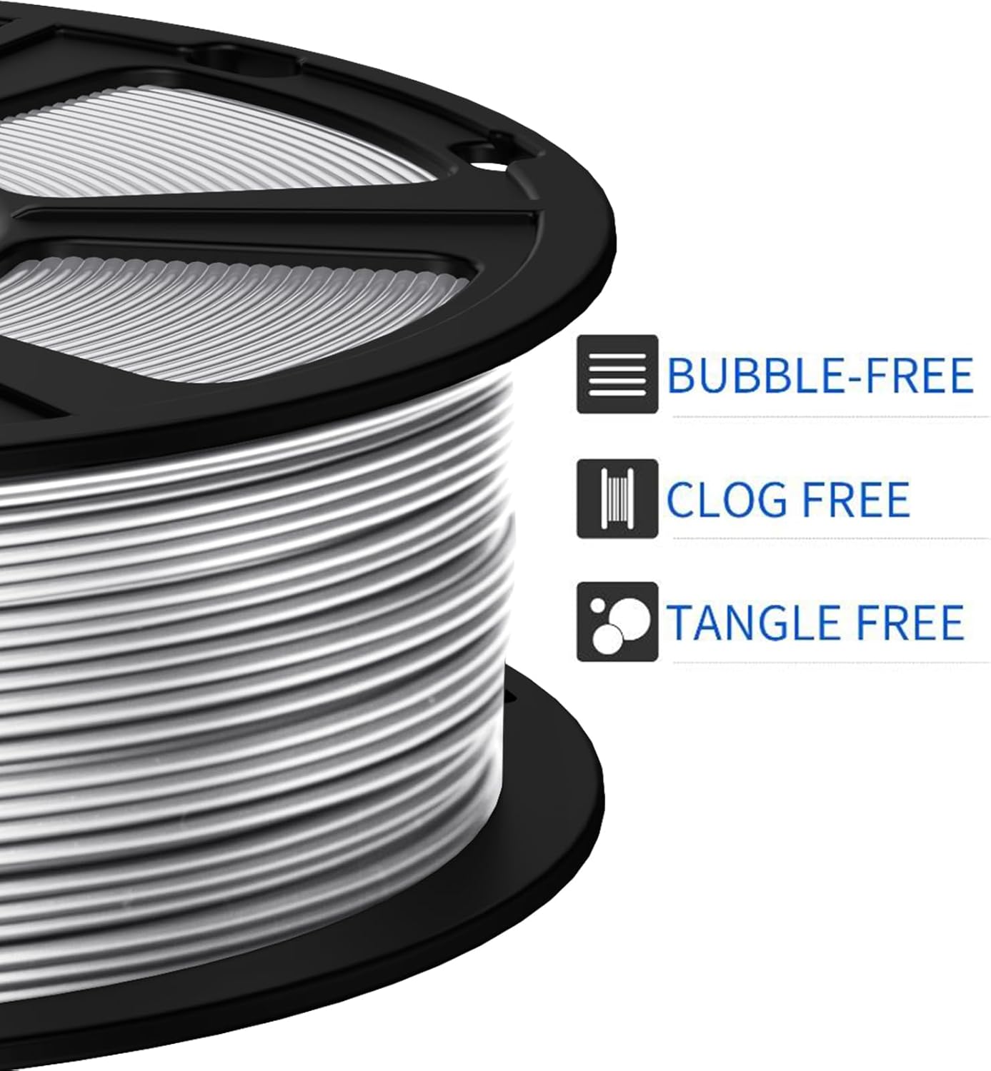 Geeetech PETG Filament 1.75mm Metallic Silver, 1kg/(2.2 lbs) Spool Upgraded High-Strength 3D Printer Filament, Metallic Shimmer, Glossy Finish, ±0.02mm Precision Fits Most FDM Printers