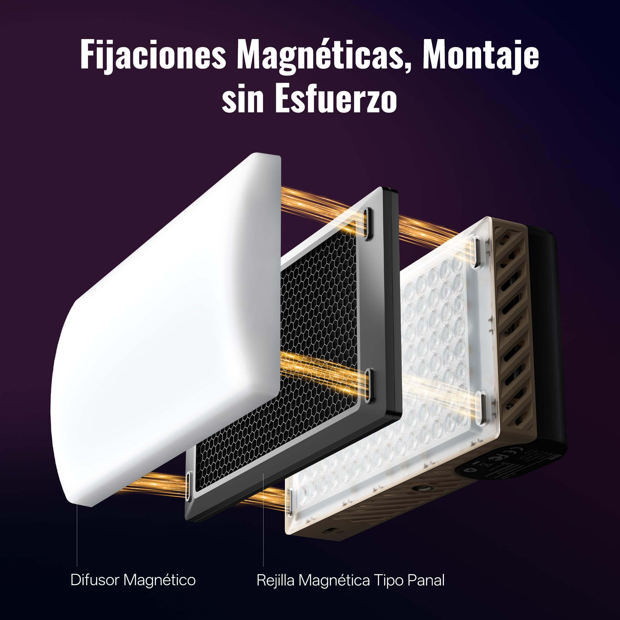 ZHIYUN FIVERAY M60 Ultra 60W RGB Luz de Video [Oficial] Luz Portátil para Cámara con Zapata Fría, Montaje Magnético, App Control &Amo-Esclavo, 2500K~10000K, Luz de Fotografía para Youtube Volg, 430g