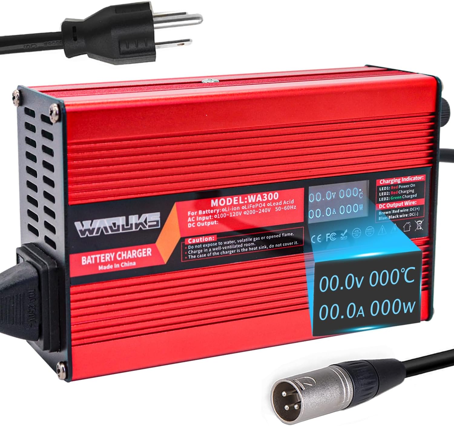 58.8V 4A Li-ion Battery Charger with OLED Display DC XLR 3 Prong Plug Used for 14S 52V Lithium Battery Pack 52V Fast Battery Charger