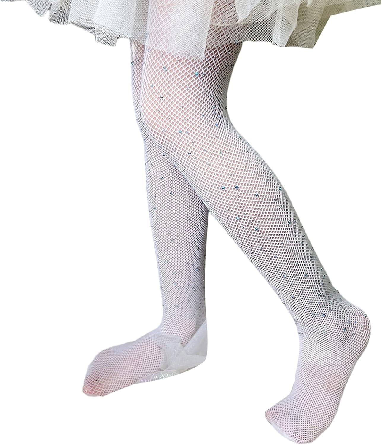 Kids Toddler Girls Fishnet Tights Glitter Rhinestone Pantyhose Hollow Out Stockings