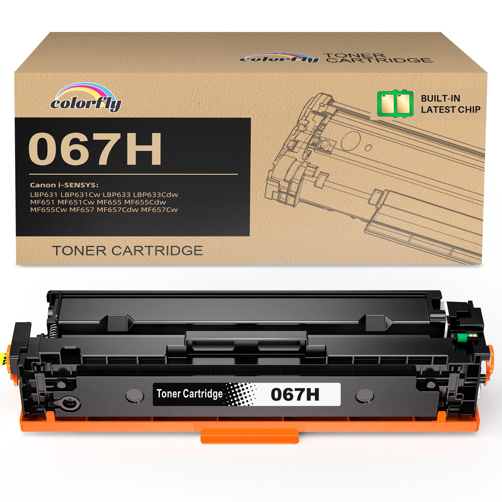 colorfly 067H 067 Toner compatibile con Canon Toner 067H Nero per Canon i-SENSYS LBP631 LBP631Cw LBP633 LBP633Cdw MF651 MF655 MF657 MF651Cw MF655Cw MF657Cw MF657Cw MF655Cw MF655Cdw 57 Cdw, 1