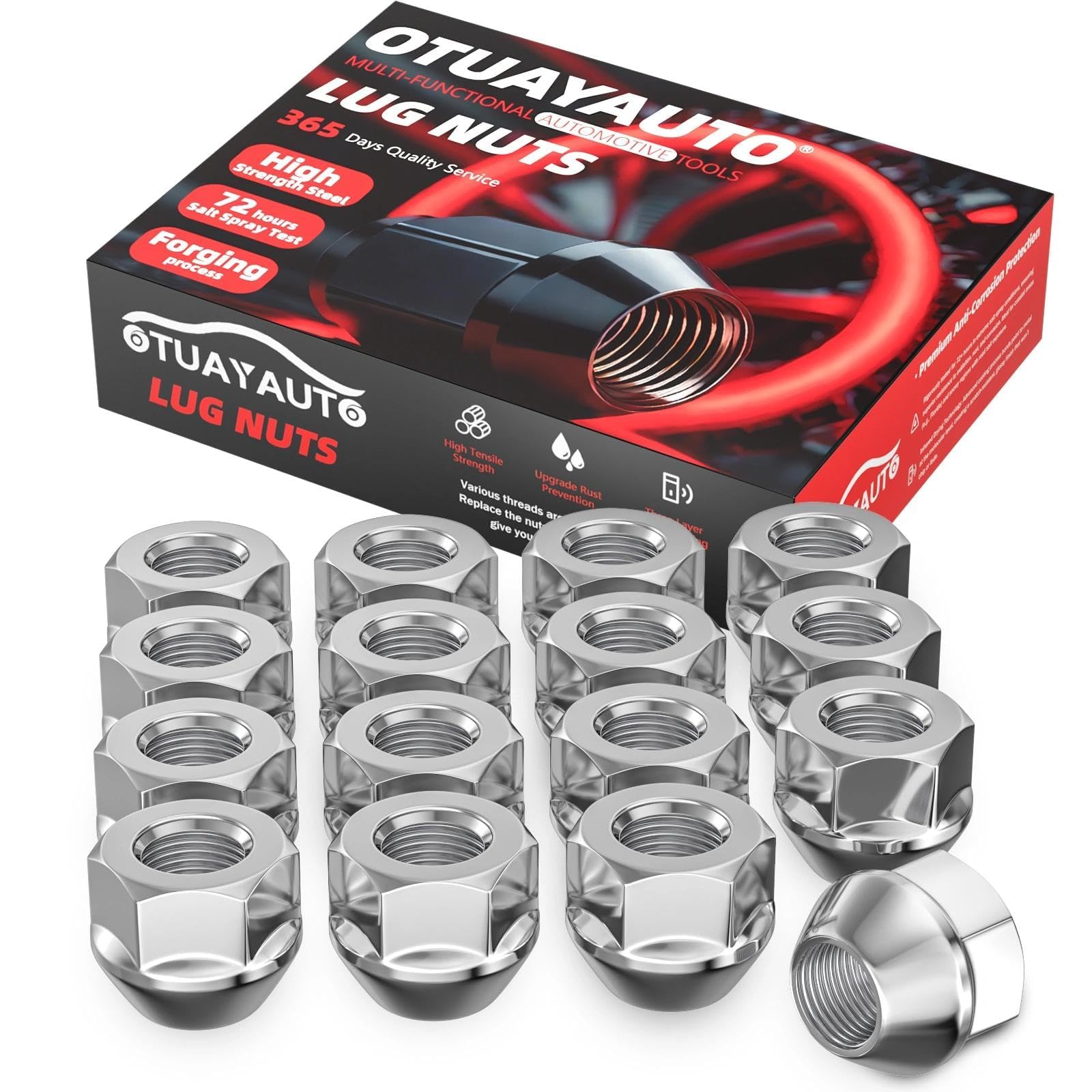 OTUAYAUTO 3/8-24 Lug Nuts, 16PCS Chrome Open End ATV, Cone Seat,17mm Hex โ image 1