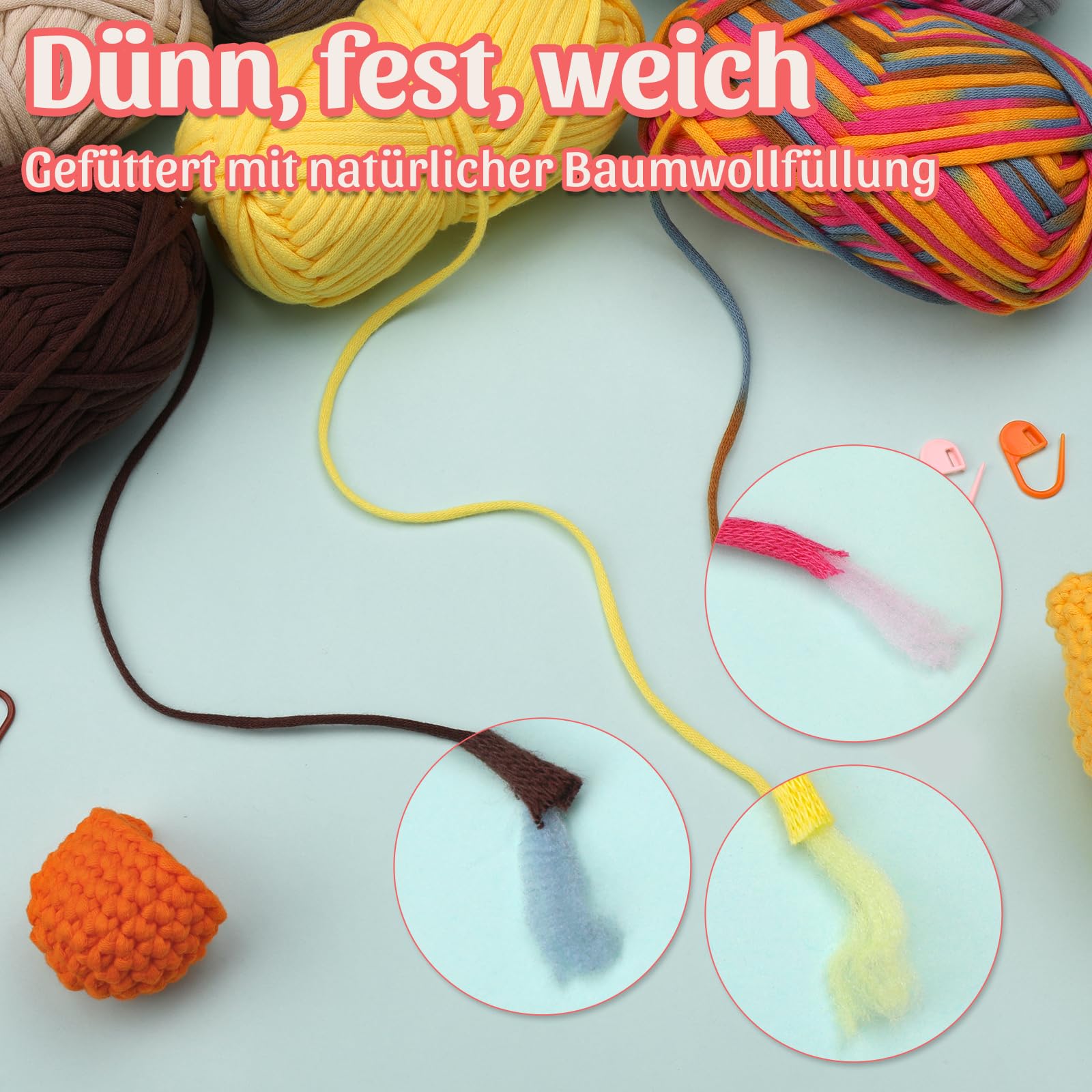 15 gomitoli di lana per uncinetto in cotone per uncinetto e uncinetto, Easy Crochet Yarn Cotton per uncinetto, lana spessa per uncinetto e uncinetto, 4 mm