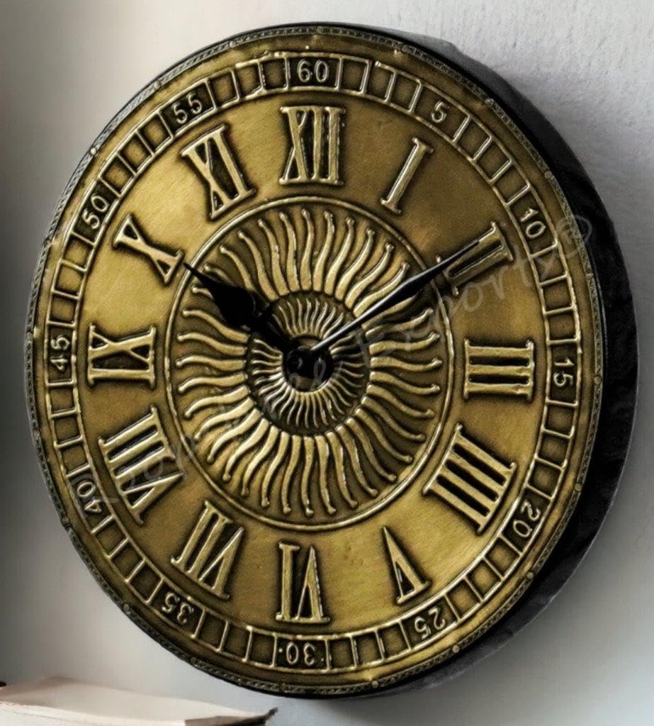 Vintage Wooden Brass Inlay Wall Clock - Handcrafted Art -2