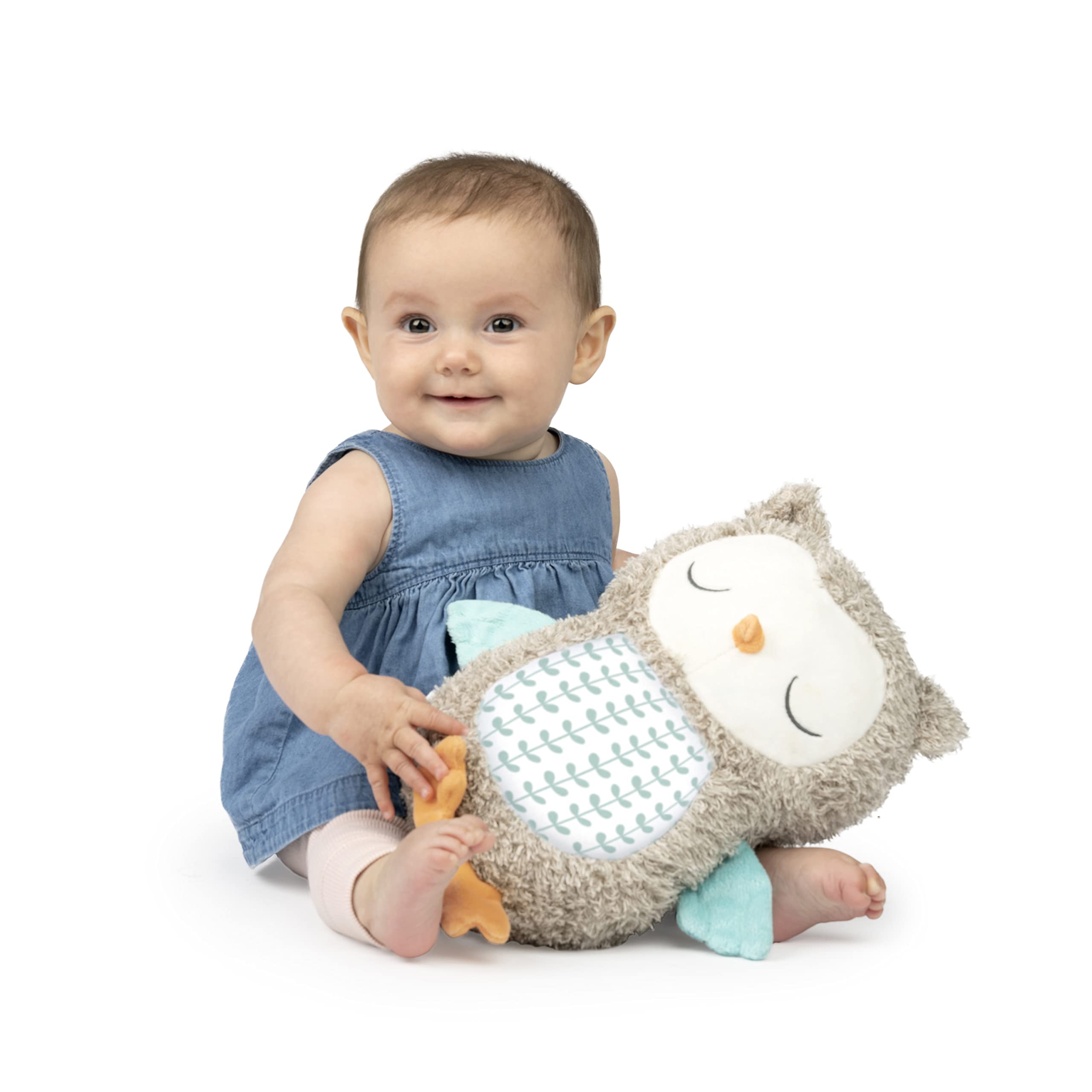 Ingenuity, Snuggle Sounds, Juguete Musical de Peluche con Reproductor de Sonidos Relajantes y Música en Streaming por Bluetooth, Nally el búho, incluye temporizador, de recién nacido a 36 meses
