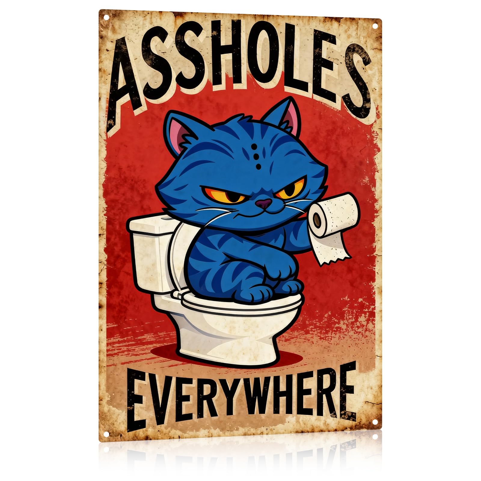 Madewell Living Funny Bathroom Signs & Toilet Trouble Maker Decor - 's Everywhere' Vintage Metal Tin Sign - Humorous Wall Art for Bathroom, Home, Bar, Cafe, Garage, 8x12 Inch