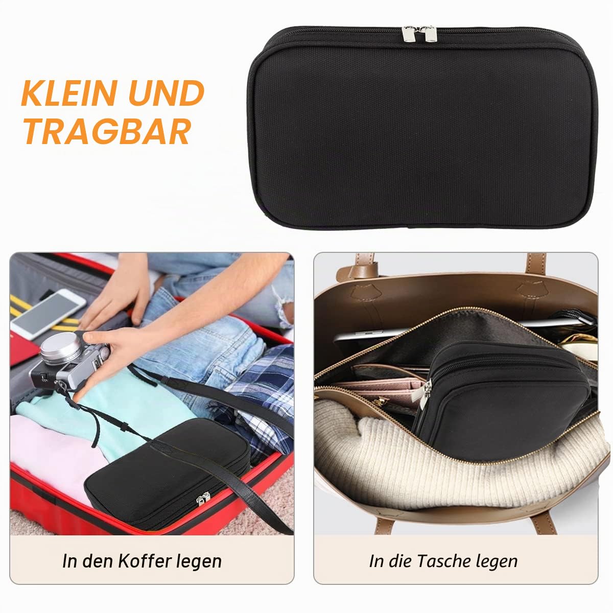 Discoball Professioneller Pinselbeutel, Täschchen für Beauty, Kosmetik, Makeup aus Faserstoff, schwarzer Reisebeutel für Pinsel-Set