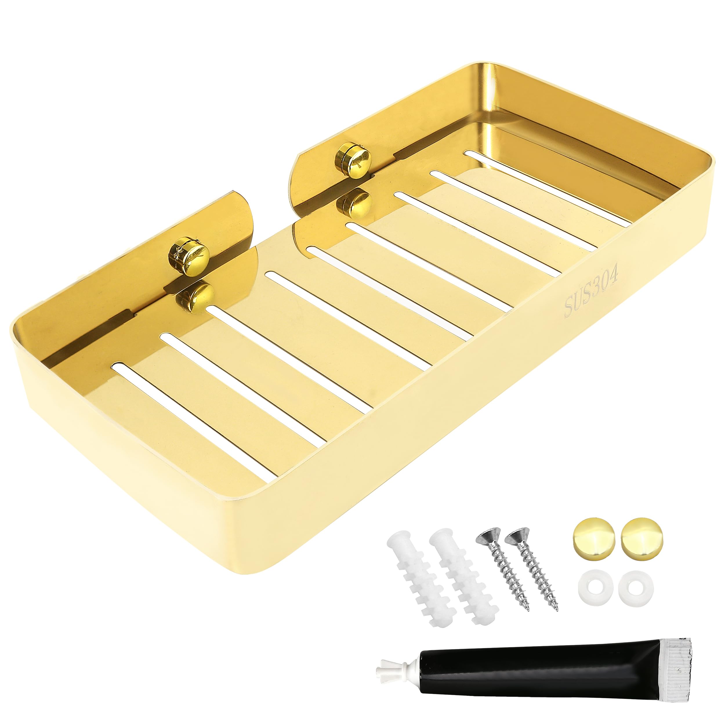 Soap Dish Holder Basket Stainless Steel Wall Mounted Heavy Duty Shower Soap Suction Caddy Tray Saver with Drain