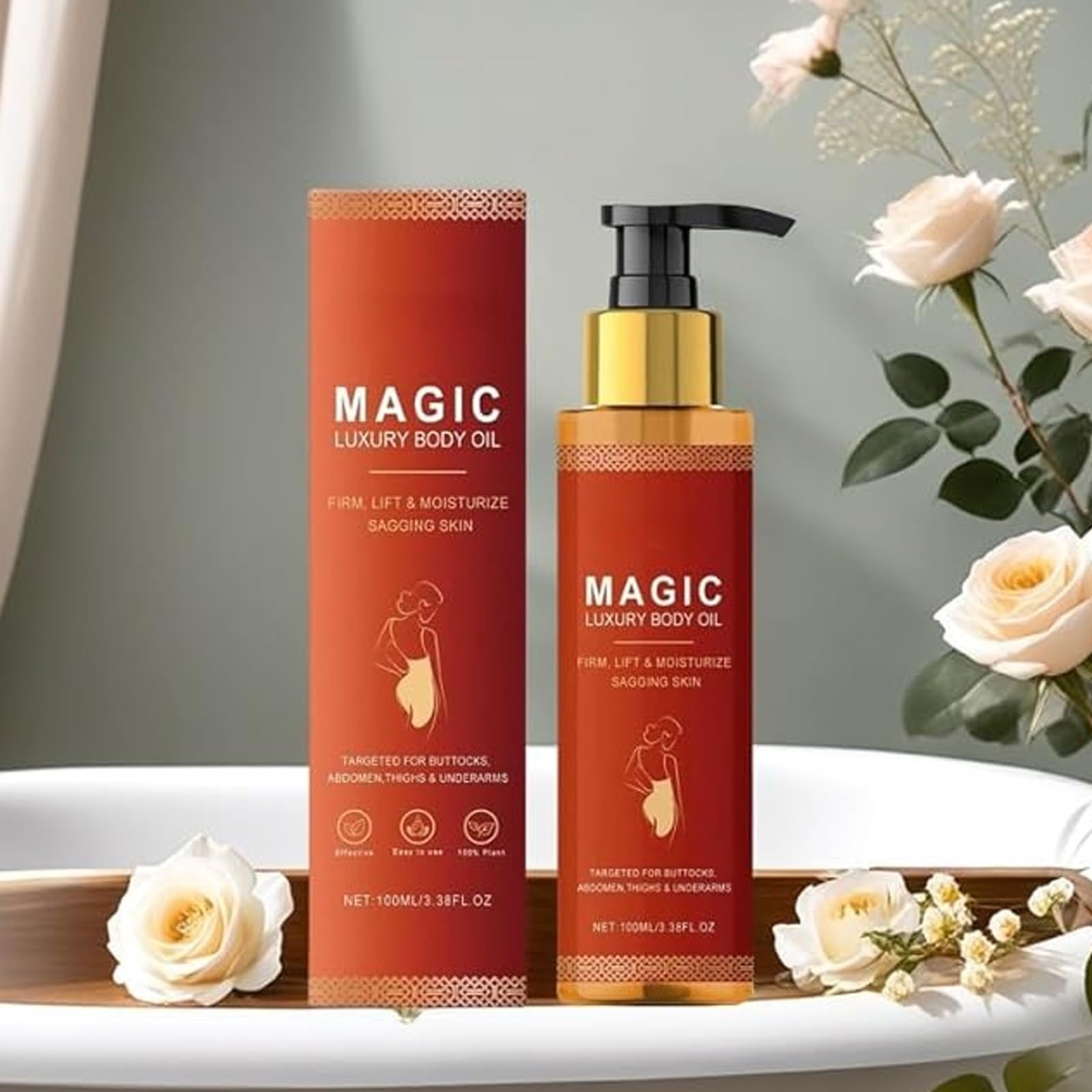 Liora Life körperöl, Liora Life Lifting Body Oil, Magic Luxury Body Strafting Oil, Feuchtigkeit und Nahrhafte Creme, Reduziert Feine Linien, Verbessert die Elastizität, Sanfte Formel(5PCS)