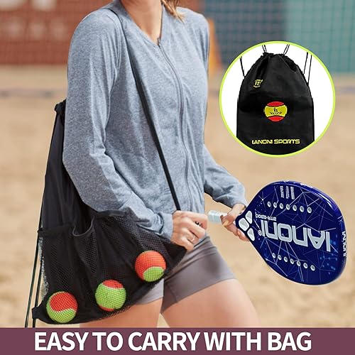 Miniatura 6 de IANONI Raqueta de tenis de playa, superficie de fibra de carbono con núcleo de espuma viscoelástica EVA Flex