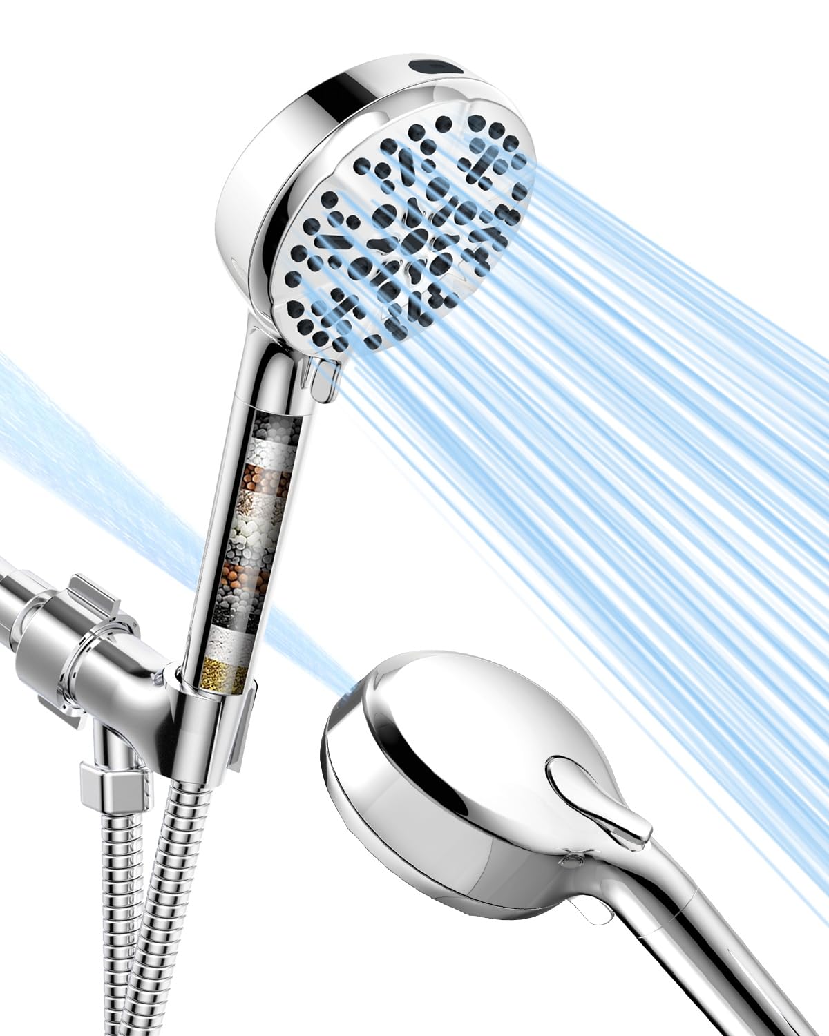 BOWGER 2er-Pack Duschfilter Ersatz für Handbrausekopf, Wasserenthärter-Filterkartusche für hartes Wasser, entfernt Chlor und Schwermetalle