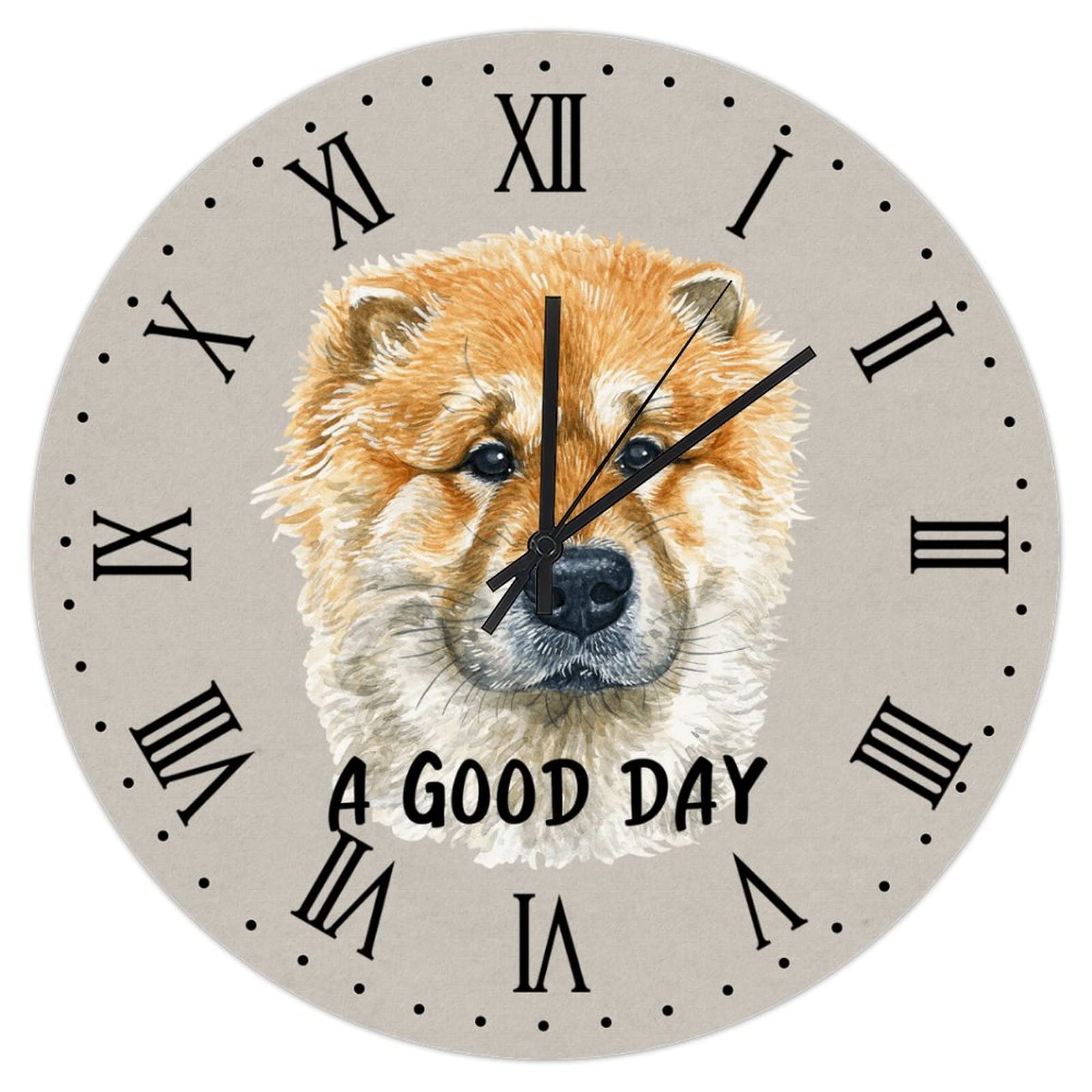 Grande pendule murale Chow Chow silencieuse pour en finir avec le tic-tac