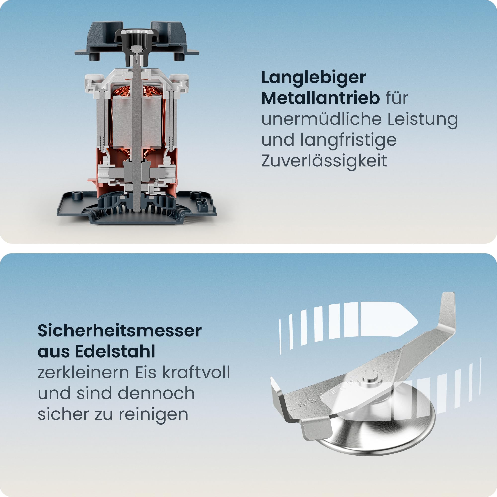 Chefman Obliterator Standmixer 1,2L 1350W, zerkleinert Eis & Früchte | für Smoothies, Edelstahlklinge, Auto-Blend, inkl. 600ml Reisebehälter, Betongrau