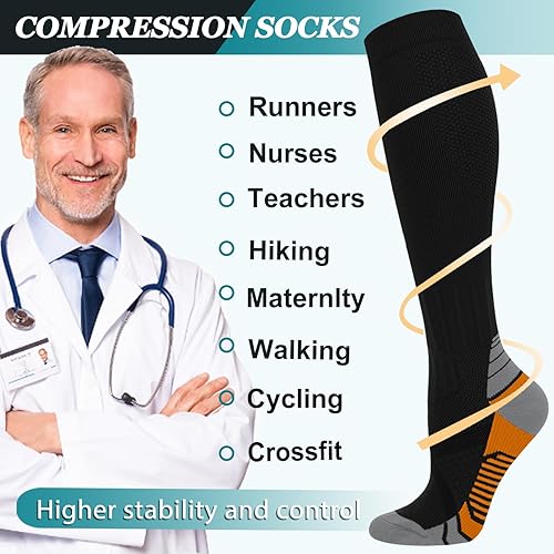 Miniatura 9 de ACTINPUT Compression Socks for Women & Men Circulation 8 Pairs 15-20mmHg-Best support for Nurse,Medical,Running,Athletic