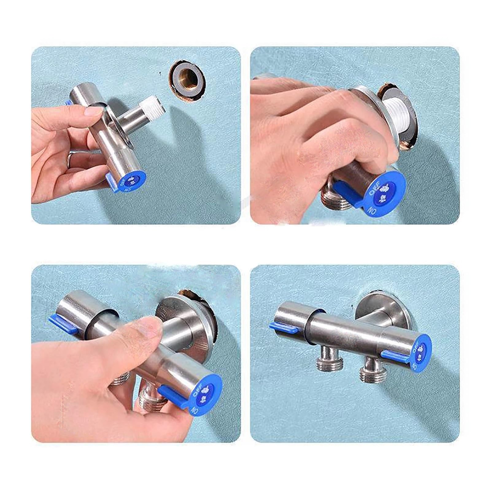 2 uds Control Dual Uso Doble Ducha de 3 vías válvula desviadora Agua Grifo válvulas ángulo llenado Lavadora Accesorios baño para Grifo, Manguera de Jardín(Size 1)