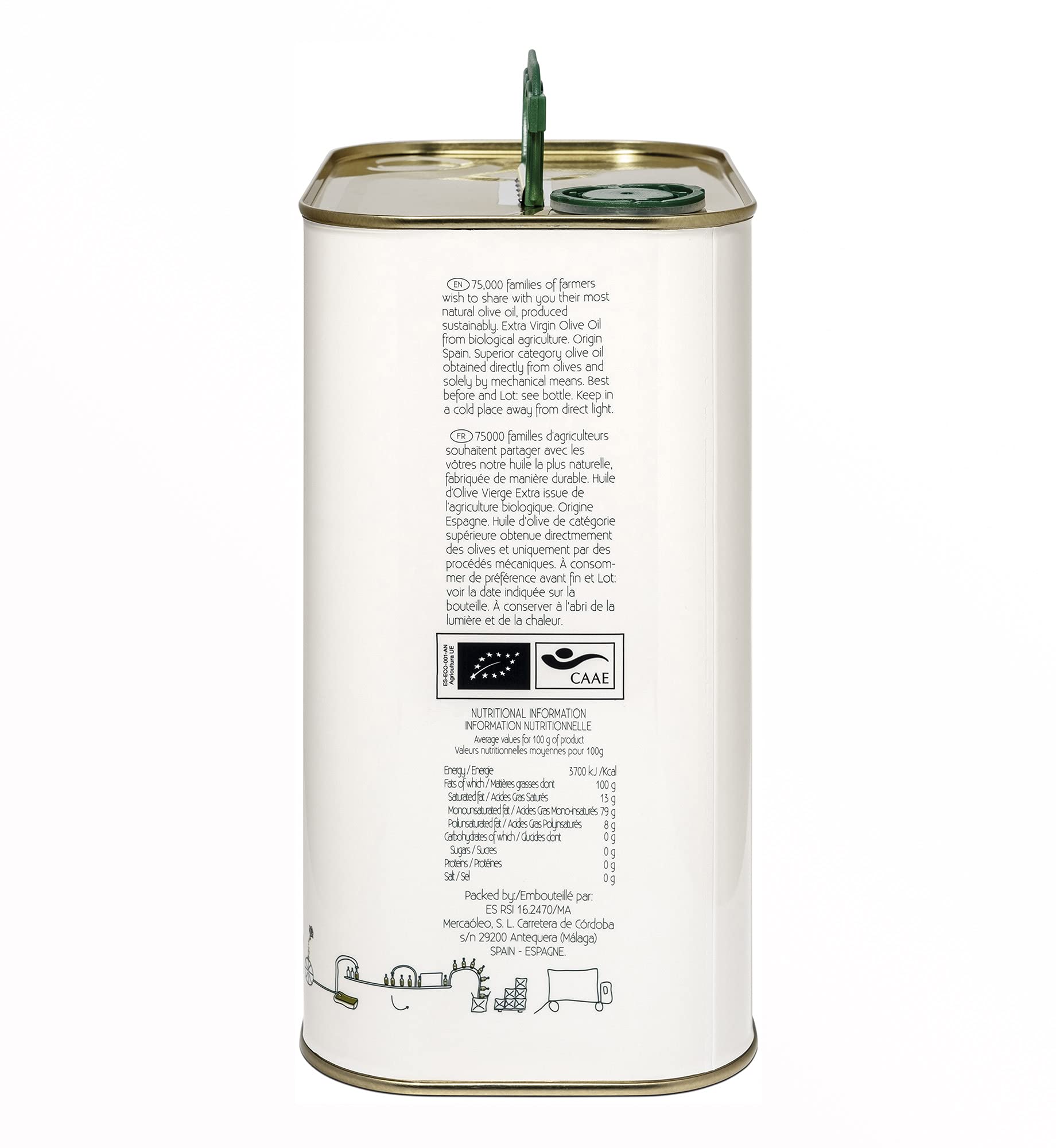 DCOOP Huile d'olive extra vierge écologique - Coupage, Premium, Bio, saveur fruitée avec un léger toucher épicé, idéal pour la consommation brute, 3L