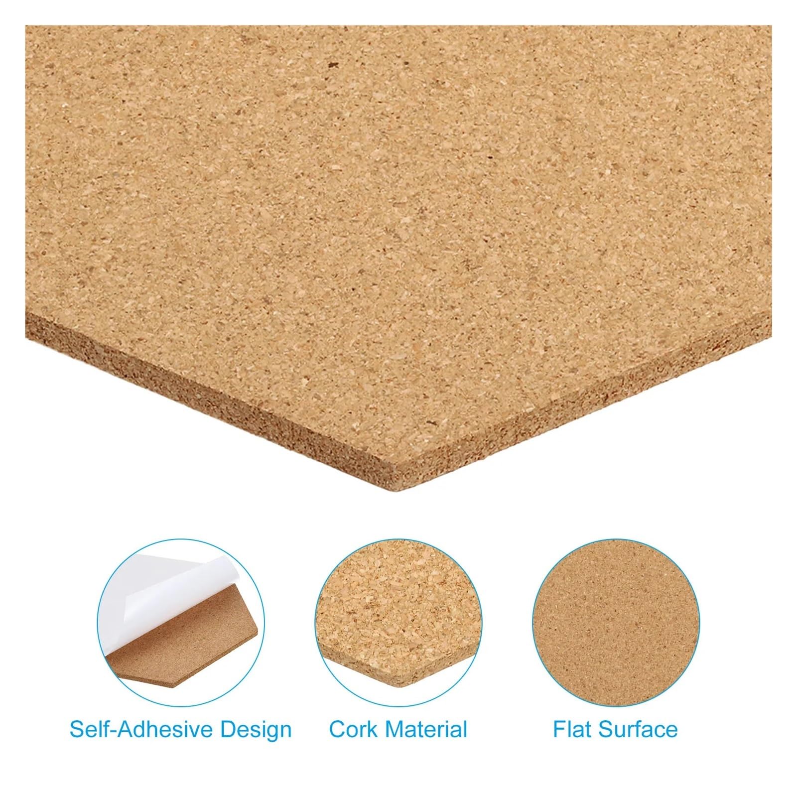 Korktafel, Hoja de corcho autoadhesiva, 20 unidades, tablón anuncios 4x3x1/8 pulgadas, pared, hogar, oficina, aula, bricolaje