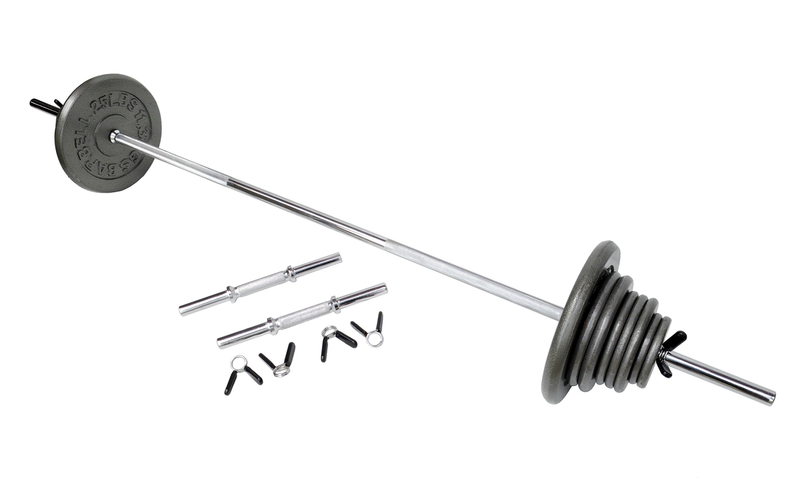 Ader Regular 160lb Grey Barbell Set w/ 72'' Regular Bar and 14'' Handle