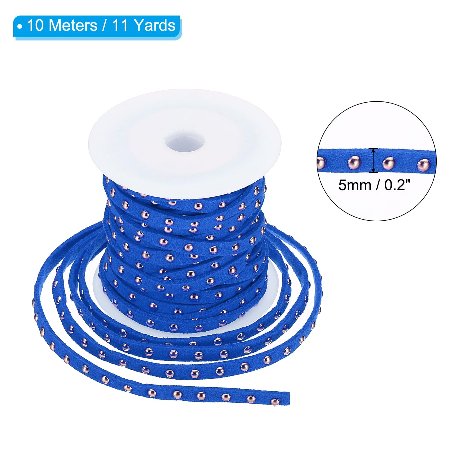 PATIKIL 32.8ft Studded Faux Suede Cord Rope for Jewelry Making 5mm Micro Fibre Flat Leather Lace Beading String Ribbon with Rivets - Image 2