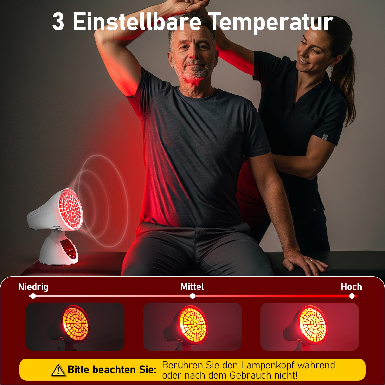 Lámpara de luz roja, lámpara infrarroja Relhafethy con ángulo ajustable, 150 W infrarrojos, temporizador de 30/45/60 minutos, protección antivuelco con apagado automático para hogar y oficina