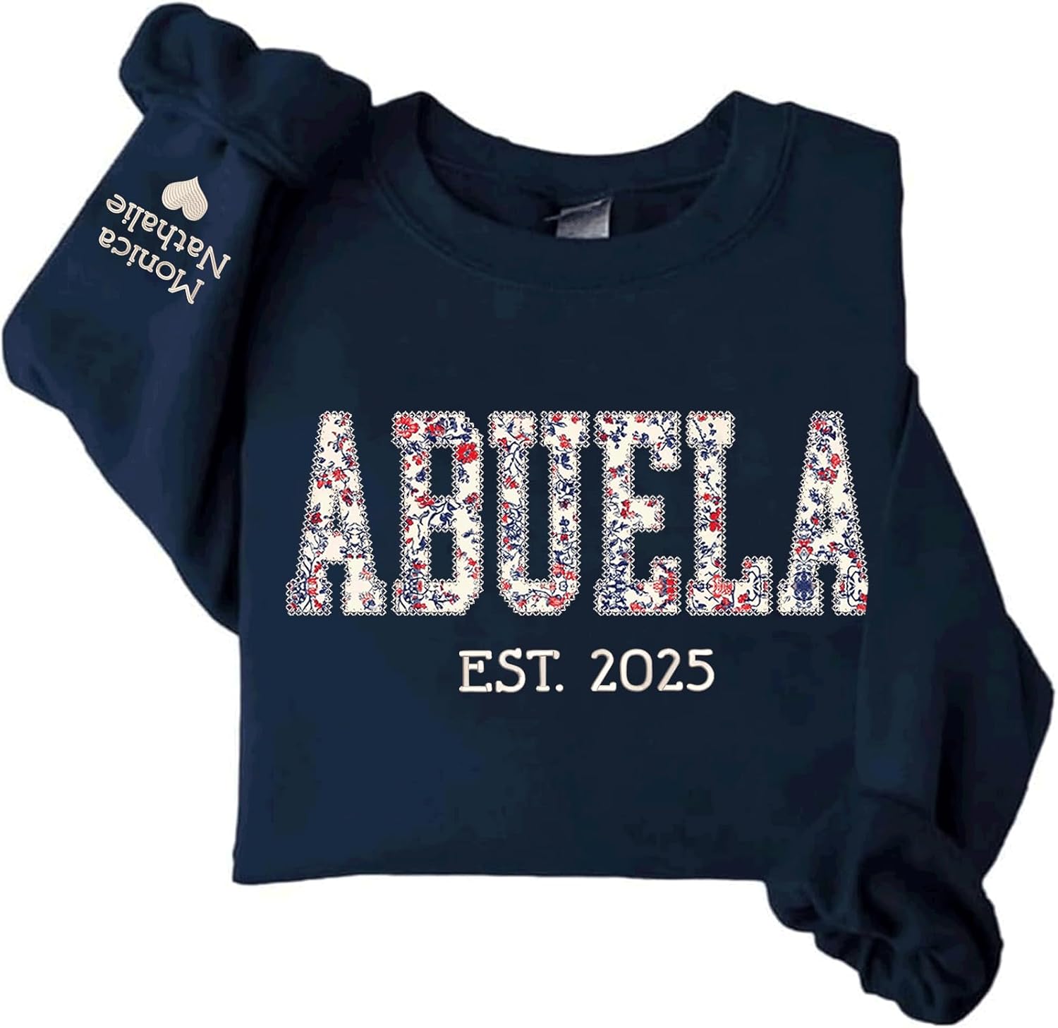 Personalized Floral Embroidered Grandma Crewneck Sweatshirt - Gifts for New Grandmas, Mothers Day, Birthday - Image 3