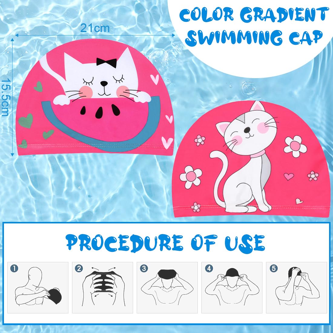 2 Piezas Gorros De Natación Para Niños Gorro Piscina Bebe Gorros De Piscina Divertida Gorros De Baño Con Diseño De Gorros Para Pelo Largo Y Corto