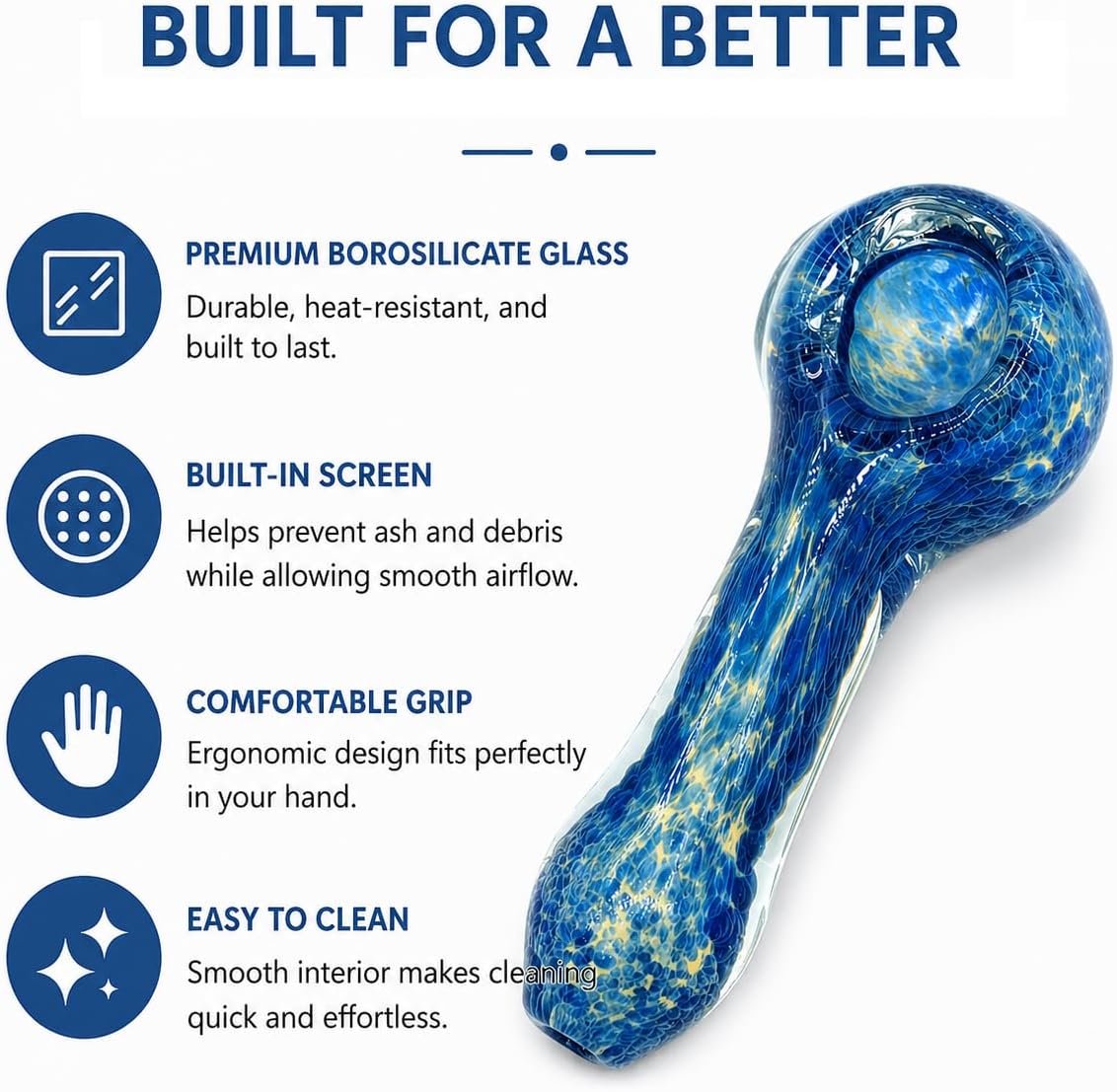 Tobacco Pipe Decorative Style – Classic Stylish Personal Pipe, Ergonomic Easy Grip, Collector's Gift for Men (B)