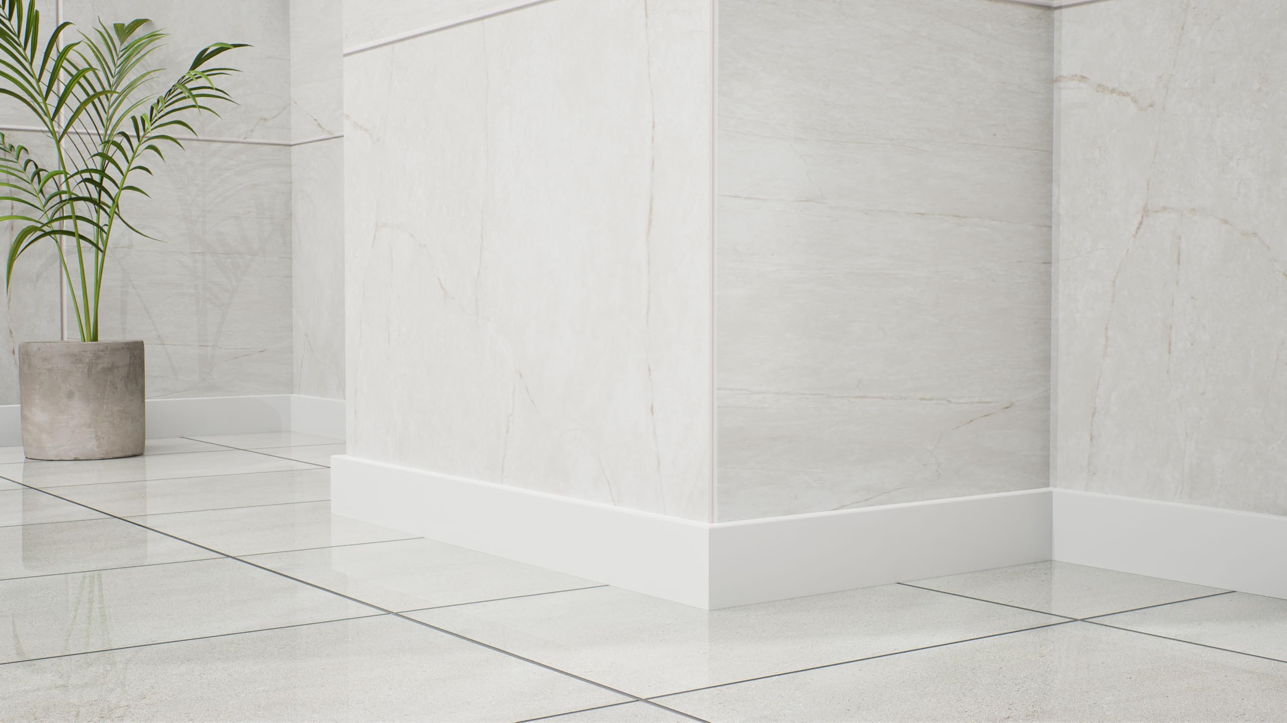 Cubre Zócalo-Rodapié Blanco de PVC hidrófugo, 10cm de alto y 220 de largo