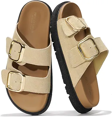 Project Cloud Platform Summer Sandals for Women 2025 - Comfortable and Adjustable Straps Summer Slides with Memory Foam Insole - Non-Slip Casual Womens Sandals