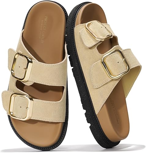 Project Cloud Platform Summer Sandals for Women 2025 - Comfortable and Adjustable Straps Summer Slides with Memory Foam Insole - Non-Slip Casual Womens Sandals